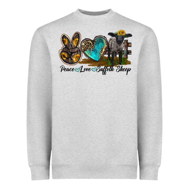 Peace Love Suffolk Sheep Heavyweight Sweatshirt by LillyAllenDesigns | Teevron