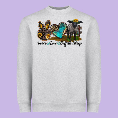 Peace Love Suffolk Sheep Heavyweight Sweatshirt Designed By Lillyallendesigns