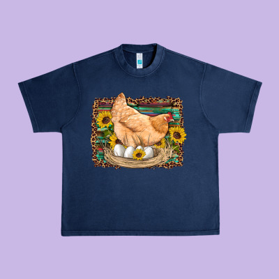 Western Farm Chicken Coop Animals Eggs Sunflowers Leopard Serape Woode Urban Heavy Tee Designed By Artiststas
