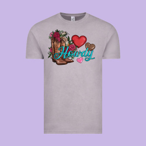 Valentines Day Howdy And Boots Vintage Tee Designed By Adodesignshop