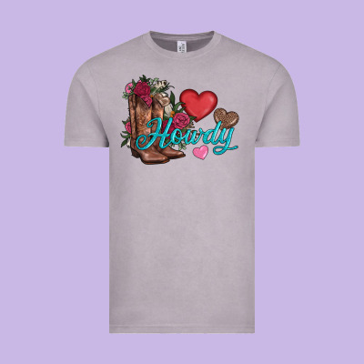 Valentines Day Howdy And Boots Vintage Tee Designed By Adodesignshop