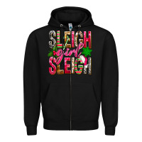 Black Sleigh girl sleigh Zipper Hoodie - NancyCooperArtShop