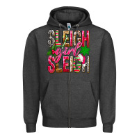 Charcoal Heather Sleigh girl sleigh Zipper Hoodie - NancyCooperArtShop