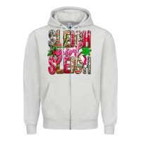 Dove Grey Sleigh girl sleigh Zipper Hoodie - NancyCooperArtShop