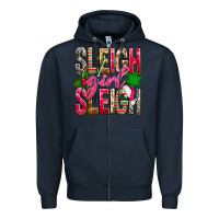 Navy Sleigh girl sleigh Zipper Hoodie - NancyCooperArtShop