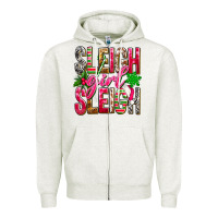 Oatmeal Heather Sleigh girl sleigh Zipper Hoodie - NancyCooperArtShop