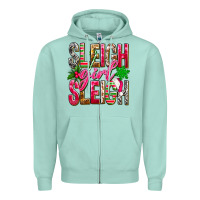 Seafoam Sleigh girl sleigh Zipper Hoodie - NancyCooperArtShop