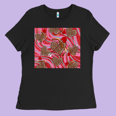Valentine's Day Hearts Bow And Arrow Ladies Tee Designed By Ranaportraitstore