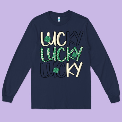 Lucky Long Sleeve Tee Designed By Maliassmallbusiness