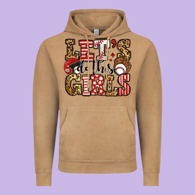 Let's Do This Girls Baseball Vintage Hoodie Designed By Jasminsmagicworld