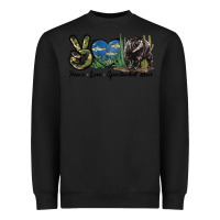Black Peace Love Spectacled Bear Heavyweight Sweatshirt - LillyAllenDesigns