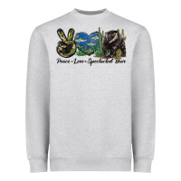 Heather Grey Peace Love Spectacled Bear Heavyweight Sweatshirt - LillyAllenDesigns