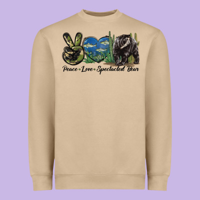 Peace Love Spectacled Bear Heavyweight Sweatshirt Designed By Lillyallendesigns
