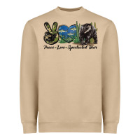 Mushroom Peace Love Spectacled Bear Heavyweight Sweatshirt - LillyAllenDesigns