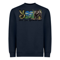 Navy Peace Love Spectacled Bear Heavyweight Sweatshirt - LillyAllenDesigns