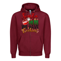 Burgundy Santa here we have cookies Zipper Hoodie - NancyCooperArtShop