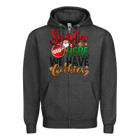 Charcoal Heather Santa here we have cookies Zipper Hoodie - NancyCooperArtShop