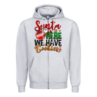 Heather Grey Santa here we have cookies Zipper Hoodie - NancyCooperArtShop