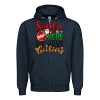 Navy Santa here we have cookies Zipper Hoodie - NancyCooperArtShop