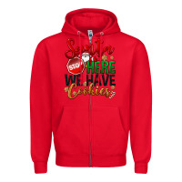 Red Santa here we have cookies Zipper Hoodie - NancyCooperArtShop