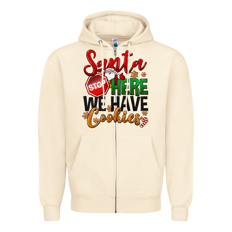 Santa Here We Have Cookies Zipper Hoodie by NancyCooperArtShop | Teevron