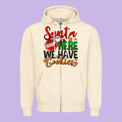 Santa Here We Have Cookies Zipper Hoodie Designed By Nancycooperartshop