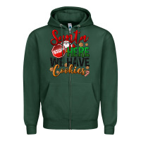 Sports Green Santa here we have cookies Zipper Hoodie - NancyCooperArtShop