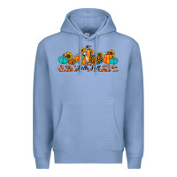 Colony Blue hello fall pumpkin sunflower Premium Hoodie - JahusDesignShop
