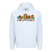 White hello fall pumpkin sunflower Premium Hoodie - JahusDesignShop