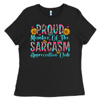 Black proud member of the sarcasm appreciation club Ladies Tee - Zillion Design Studio