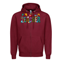 Burgundy Easter Teacher Zipper Hoodie - NancyCooperArtShop