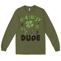 Army Green one lucky dude Long Sleeve Tee - MaliasSmallBusiness