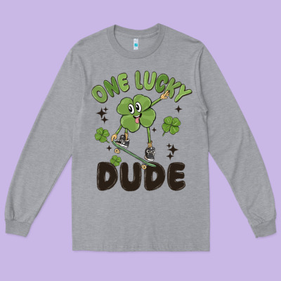 One Lucky Dude Long Sleeve Tee Designed By Maliassmallbusiness