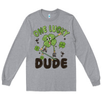 Heather Grey one lucky dude Long Sleeve Tee - MaliasSmallBusiness