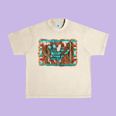 Cactus Cowhide Serape Urban Heavy Tee Designed By Adodesignshop