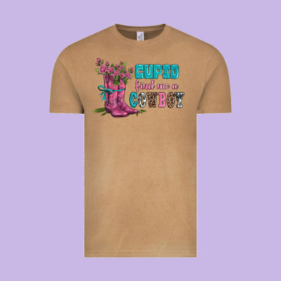 Velantines Day Cupid Find Me A Cowboy Vintage Tee Designed By Adodesignshop