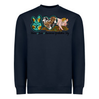 Navy peace love yorkshire pig Heavyweight Sweatshirt - LillyAllenDesigns