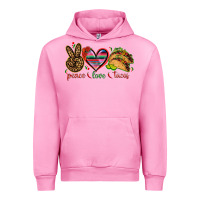 Fuchsia Pink Peace love tacos Mexico Urban Hoodie - HowdyJamesFarm