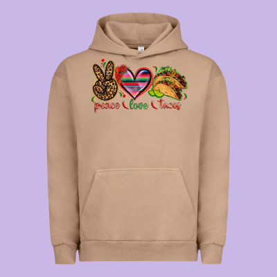 Peace Love Tacos Mexico Urban Hoodie Designed By Howdyjamesfarm