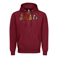 Burgundy howdy christmas trees Zipper Hoodie - MaliasSmallBusiness