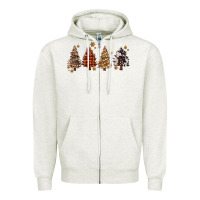 Oatmeal Heather howdy christmas trees Zipper Hoodie - MaliasSmallBusiness