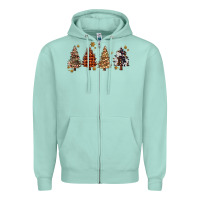Seafoam howdy christmas trees Zipper Hoodie - MaliasSmallBusiness