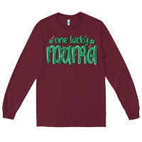 Burgundy one lucky mama Long Sleeve Tee - MaliasSmallBusiness