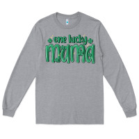 Heather Grey one lucky mama Long Sleeve Tee - MaliasSmallBusiness