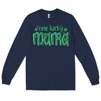 Navy one lucky mama Long Sleeve Tee - MaliasSmallBusiness