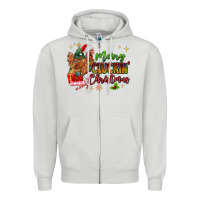 Dove Grey Merry Cluckin' Christmas Zipper Hoodie - MaliasSmallBusiness