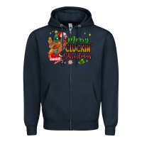 Navy Merry Cluckin' Christmas Zipper Hoodie - MaliasSmallBusiness