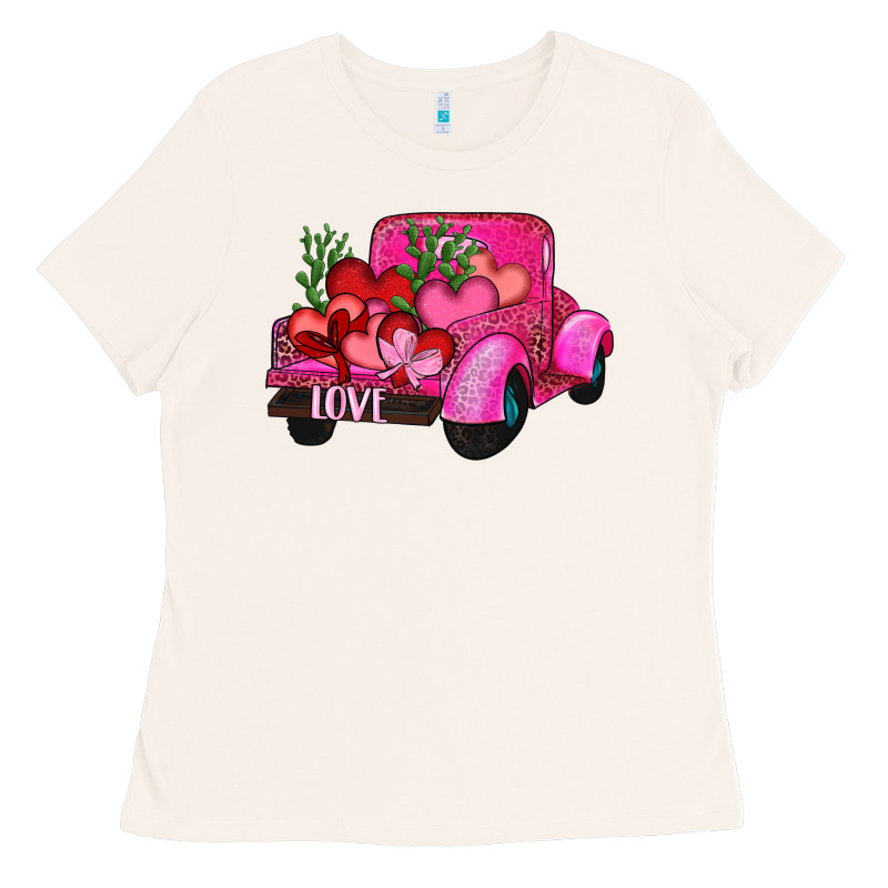 Valentine's Day Heart Cactus Truck Ladies Tee by RanaPortraitStore | Teevron