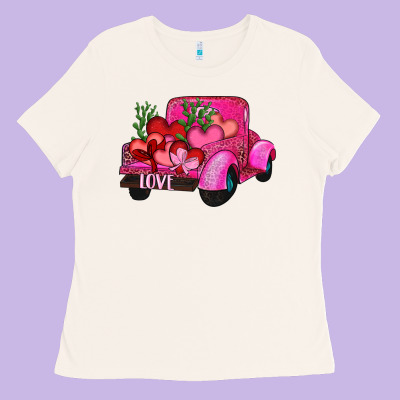 Valentine's Day Heart Cactus Truck Ladies Tee Designed By Ranaportraitstore