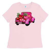 Bubblegum Pink valentine's day heart cactus truck Ladies Tee - RanaPortraitStore